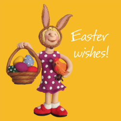 Holy Mackerel egg basket Easter card - designed by artist Erica Sturla - 15cm square and blank inside for your message - made in the UK