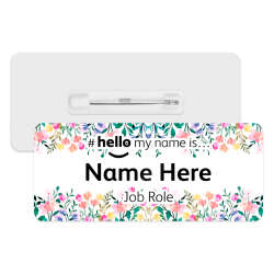 #hello my name is... Name Badge - Watercolour Wild Flower Edging