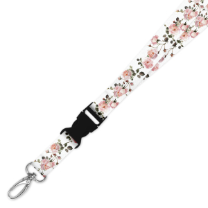 Double Breakaway Lanyard - Pink Rose Vine Border