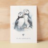 Anniversary or Valentine's Card for Her or Him Anniversary Card for Wife Valentines Day Card For Husband Boyfriend or Girlfriend Puffin Card - Large (5x7) / Blank Message