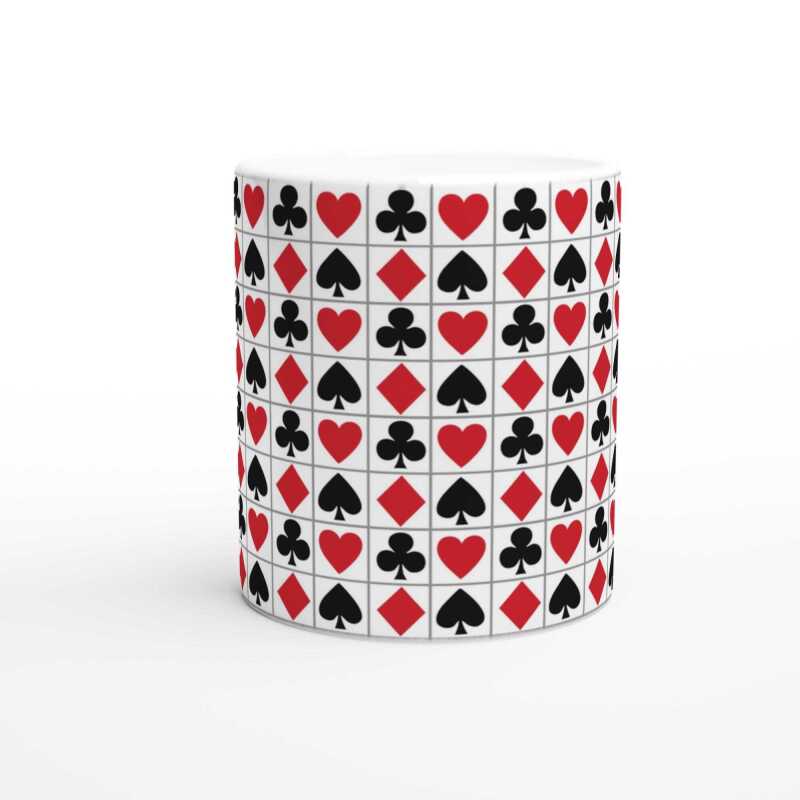 Playing Card Suits Pattern Mug - Ceramic White