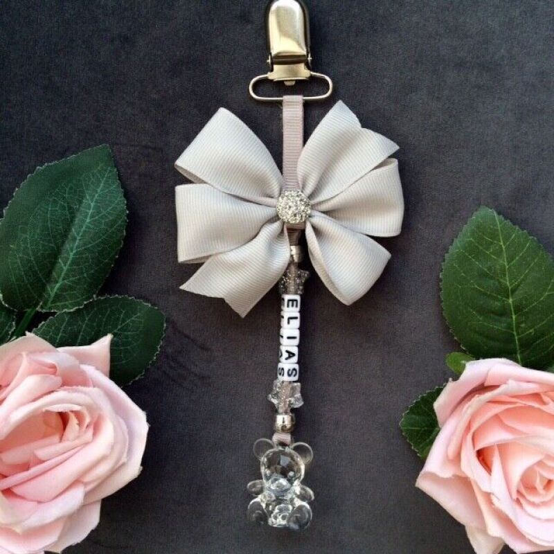 Personalised Crystal Pram Charm,Silver pram charm,New Baby gift,Bling Pram Charm - grey (as shown)