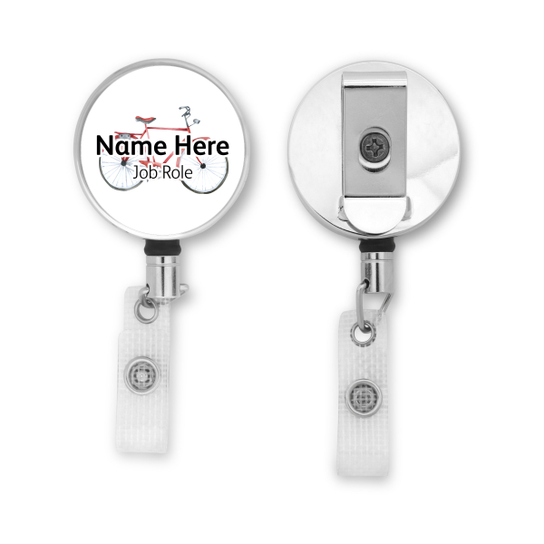 Personalised Metal ID Reel - Red Bike