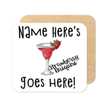 Personalised Cocktail Coaster - Hand Drawn Strawberry Daiquiri