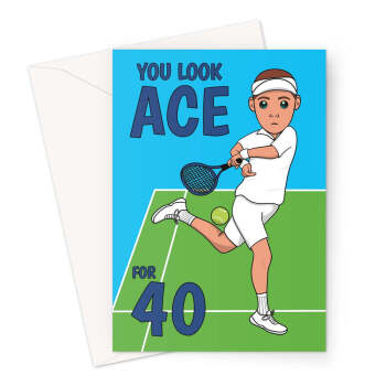 Funny Tennis Birthday Card Age 40 Man