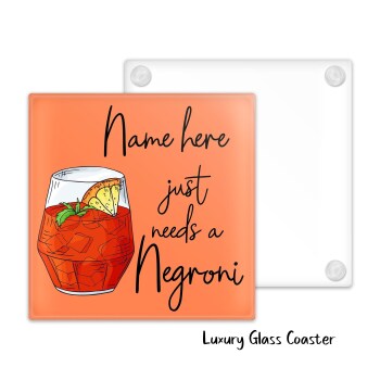 Negroni Luxury Glass Coaster Cocktail Personalised Coaster, Personalised, Fathers Day gift, Christmas Coaster, Birthday Gift, Home Bar