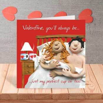 My cup of tea Valentines card - designed by Erica Sturla - 15cm square and blank inside, made in the UK