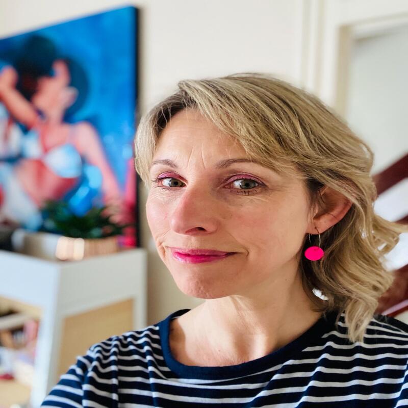 Fluorescent Pink Clay Hoop Earrings: Minimalist Festival Jewelry - fluorescent pink