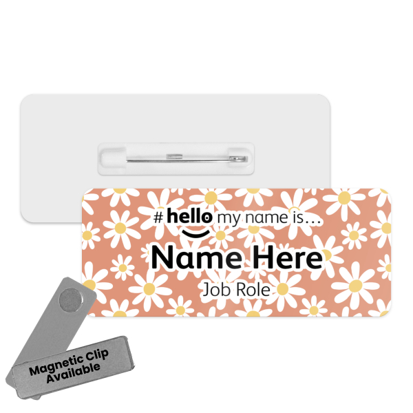 Name Badge - Daisies Hello My Name is... - Pale Red