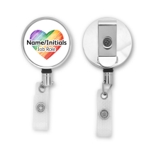 Personalised Metal ID Reel - Scribble Rainbow Heart