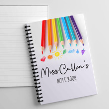 Personalised A5 Notebook - Rainbow Pencils