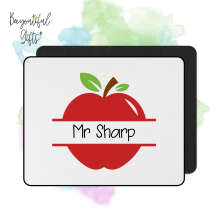 Personalised Mouse Mat - Teacher's Name Apple Monogram