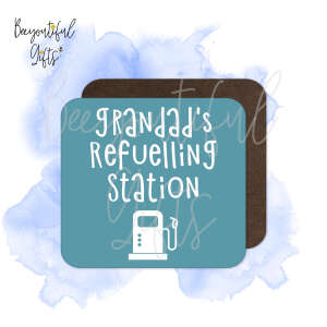 Personalised Refulling Station - High Gloss Square Wooden Coaster - Grandad