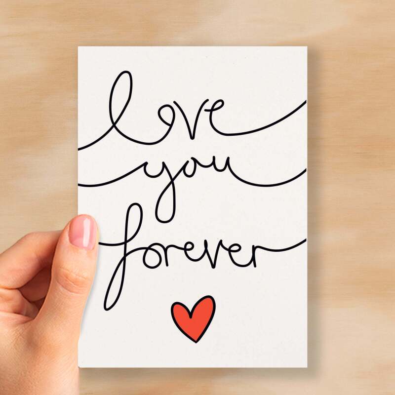 Anniversary or Valentine's Card for Her Anniversary Card for Wife Valentines Day Card For Husband Boyfriend or Girlfriend Love you Forever - Large (5x7) / Blank Message