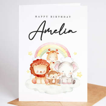 Happy Birthday To A Very Special Little Boy / Little Girl, Personalised Birthday Card , Cute Animal Birthday Card, Cute Safari Animal Cards