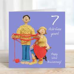7th wedding anniversary card (wool anniversary card) - designed by Erica Sturla - 15cm square and blank inside, made in the UK