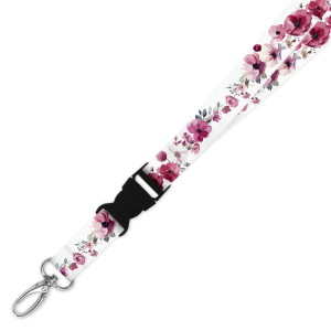 Double Breakaway Lanyard - Red & Pink Pansies Border
