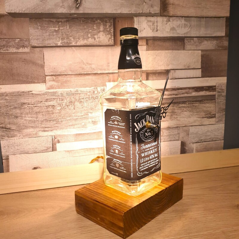 1ltr JD Original Clock-Lamp Block Base- Upcycled - Man Cave - Fathers Day - Gifts For Him -
