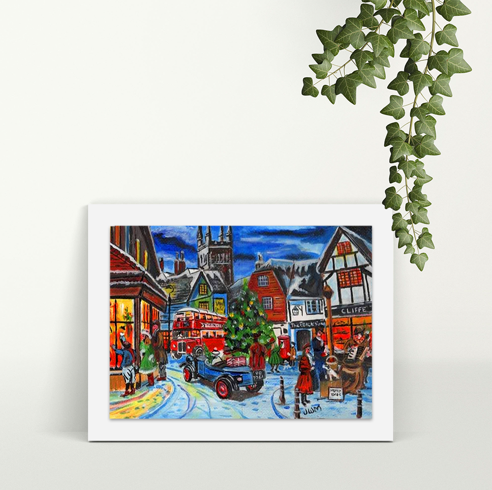 Christmas Scene - A4 Print - Mounted