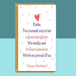Funny Personalised Daughter Birthday Card - For Her - Special Daughter - Funny Greetings Card - Customised