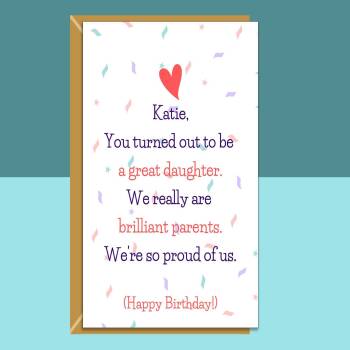 Funny Personalised Daughter Birthday Card - For Her - Special Daughter - Funny Greetings Card - Customised