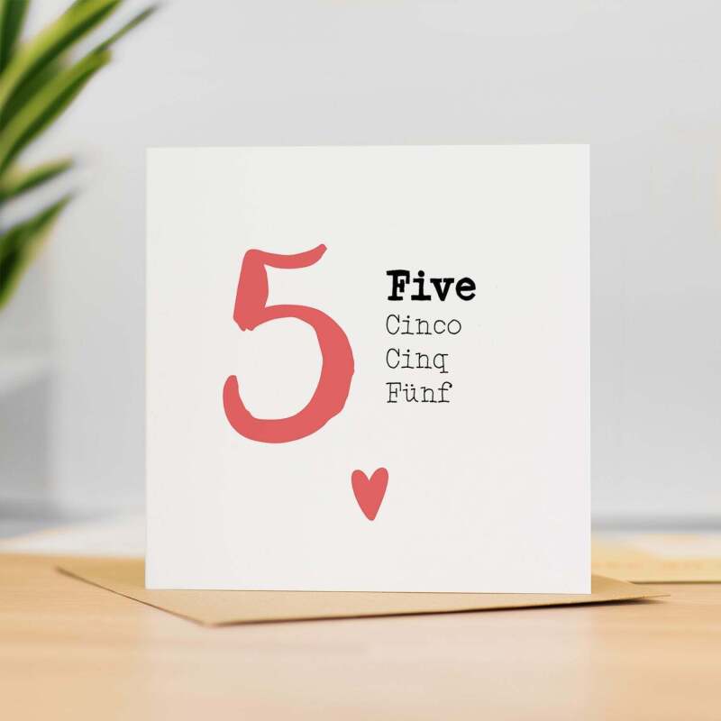 5 Year Anniversary Card 5 Year Card For Husband 5th Anniversary Card For Wife Anniversary Card For Boyfriend or Girlfriend 5 Year Card - Square (5.5x5.5) / Blank Inside