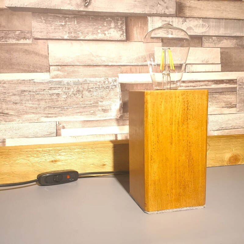 Buy2get3rd free - Large - Rustic Industrial Lamp Inset - Reclaimed Wood - Quirky Square Rectangle - Desk Lamp Table Lamp - Bedside Lamp - Man/She Cave - Handmade
