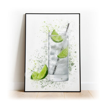VODKA & LEMONADE Splatter Art Print, High Gloss Print, Splash Art, Home Decor, Home Bar Custom Drink Art Cocktails Vodka, Lime and Lemonade
