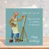 Female artist birthday card for her - designed by Erica Sturla - 15cm square and blank inside, made in the UK