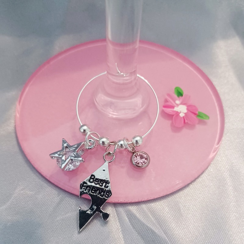 Best Friend Wine Glass Charm Gifts - Red