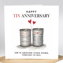 10 Year Anniversary Card - Happy Tin Anniversary - Standard Smooth Card