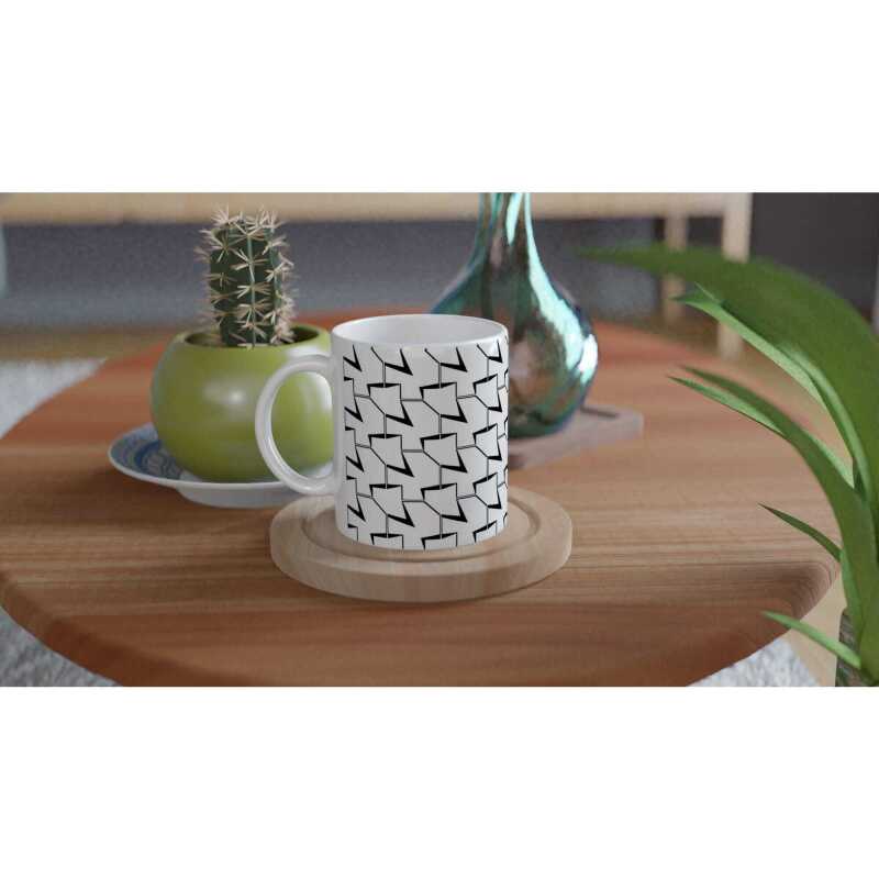 Abstract Black Pattern Mug - Ceramic White