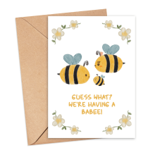 Pregnancy Announcement Card - Guess What? We're Having A Babee! - Small (Approx. A6 | 105mm x 148mm | 4.1in x 5.8in) - Standard Smooth Card