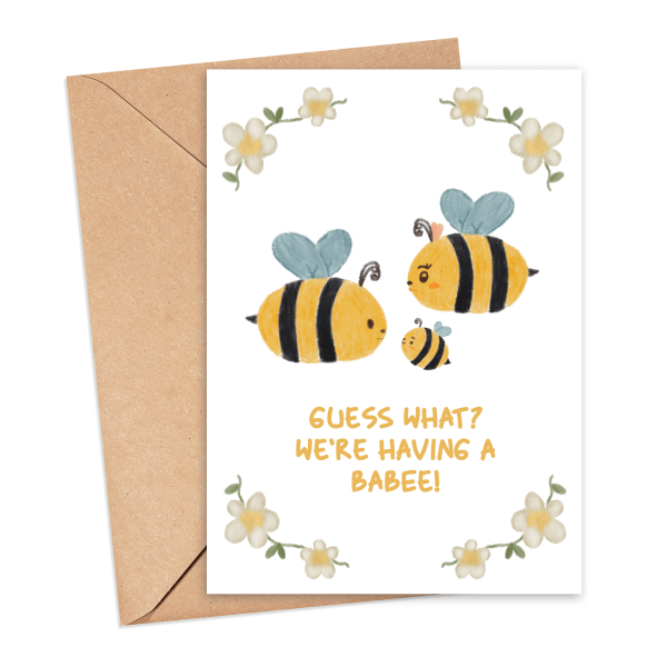 Pregnancy Announcement Card - Guess What? We're Having A Babee! - Small (A6)