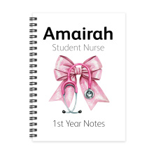 Personalised A5 Notebook - Coloured Coquette Bow Ribbon