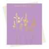 Happy birthday card with a pretty gold foil crocosmia and grass print - designed by artist Eloise Hall - 15.7 x 11cm and blank inside