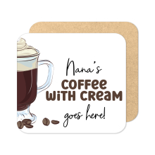 Personalised Drinks Coaster - Hand Drawn Coffee with Cream