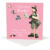Birder birthday card for a female birdwatcher - designed by Erica Sturla - 15cm square and blank inside, made in the UK