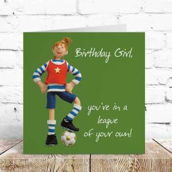 League of your own birthday card for her - designed by Erica Sturla - 15cm square and blank inside, made in the UK