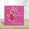 40th birthday card for her - designed by Erica Sturla - 15cm square and blank inside, made in the UK