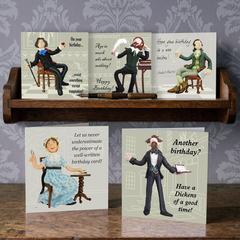 Literary Legends Birthday Card Pack - 5 Cards - Polymer Clay Art by Erica Sturla - Book Lover Gift UK
