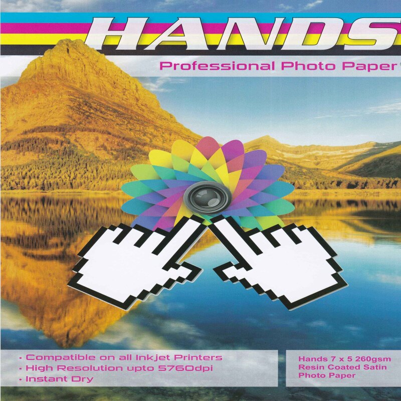 Hands Professional 7x5 260gsm Resin Coated Satin Photo Paper -  50 Sheets