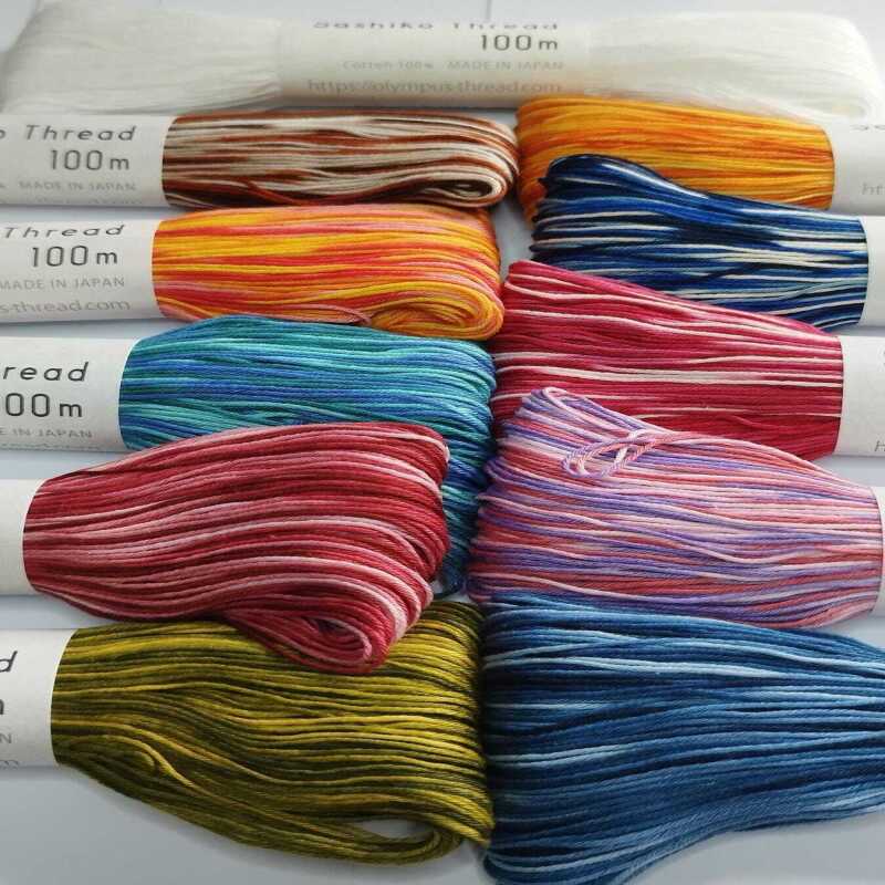 Olympus Sashiko Cotton Thread Variegated 100m - Pink & Purple #192