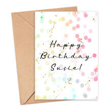 Personalised Birthday Card - Happy Birthday Rainbow Confetti - Small (Approx. A6) - Standard Smooth Card
