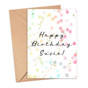 Personalised Birthday Card - Happy Birthday Rainbow Confetti
