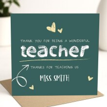 Personalised Thank You Teacher Card - Thanks For Teaching Us - Standard Smooth Card