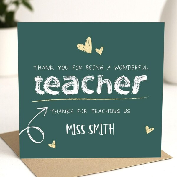 Personalised Thank You Teacher Card - Thanks For Teaching Us - Standard Smooth Card