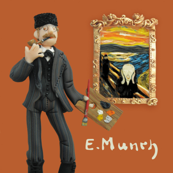 Munch, an art themed greetings card from Erica Sturla's Artist at Work range, 150mm square and blank inside for your message