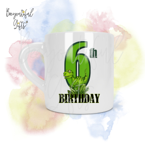 Personalised Dinosaur 6th Birthday Number Smug Mug® (6oz)