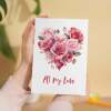 Anniversary Card for Her Anniversary Card for Wife Anniversary Card For Husband Boyfriend or Girlfriend Flower Heart - Portrait (5x7) / Blank Inside